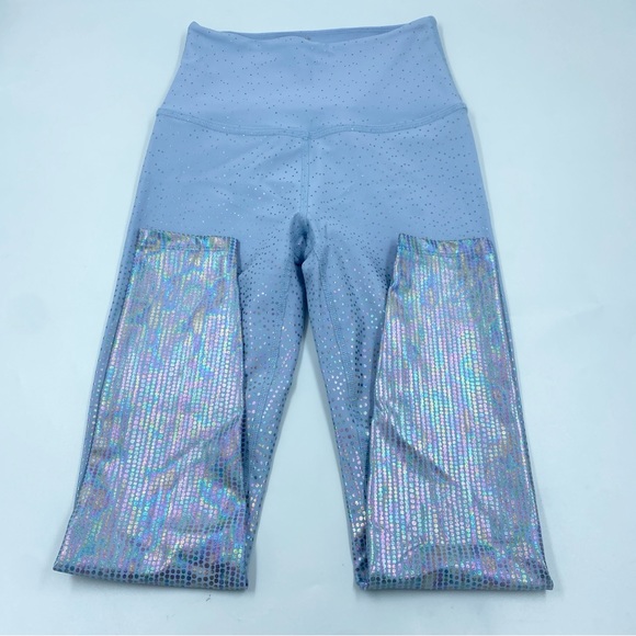 Beyond Yoga Serene Blue Silver Ombre Metallic Alloy High Waist Leggings S EUC - Picture 2 of 7